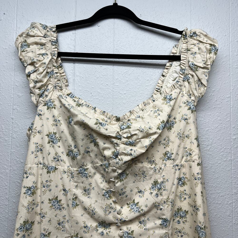 Cider Babydoll Milkmaid Dress Womens 1X Cotton Smocked Cottagecore Fairy Boho - Picture 3 of 15